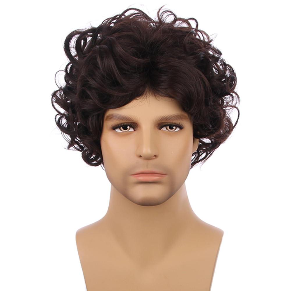 image:imageKids Short Curly Brown Wig Child Dark Brown Wig Boys Halloween Cosplay Costume Synthetic Hair Wig