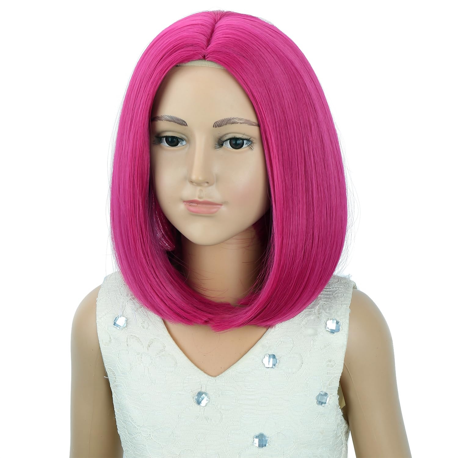 image:imagePATTNIUM Kids Child Ginger Bob Wig Girls Orange Wig Auburn Wigs Cosplay Party Daily Wear Heat Resistant Synthetic WigsHot Pink