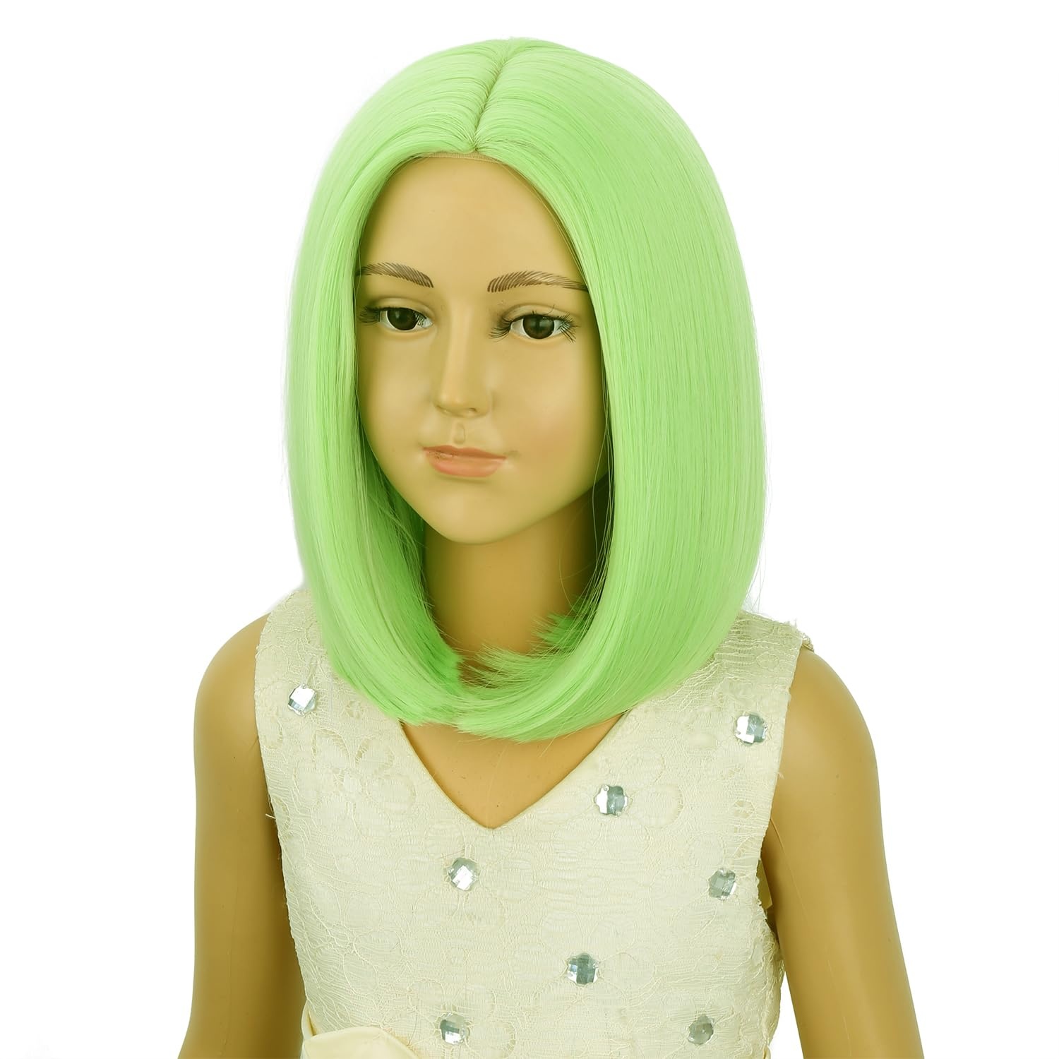 image:imagePATTNIUM Kids Child Ginger Bob Wig Girls Orange Wig Auburn Wigs Cosplay Party Daily Wear Heat Resistant Synthetic WigsLight Green