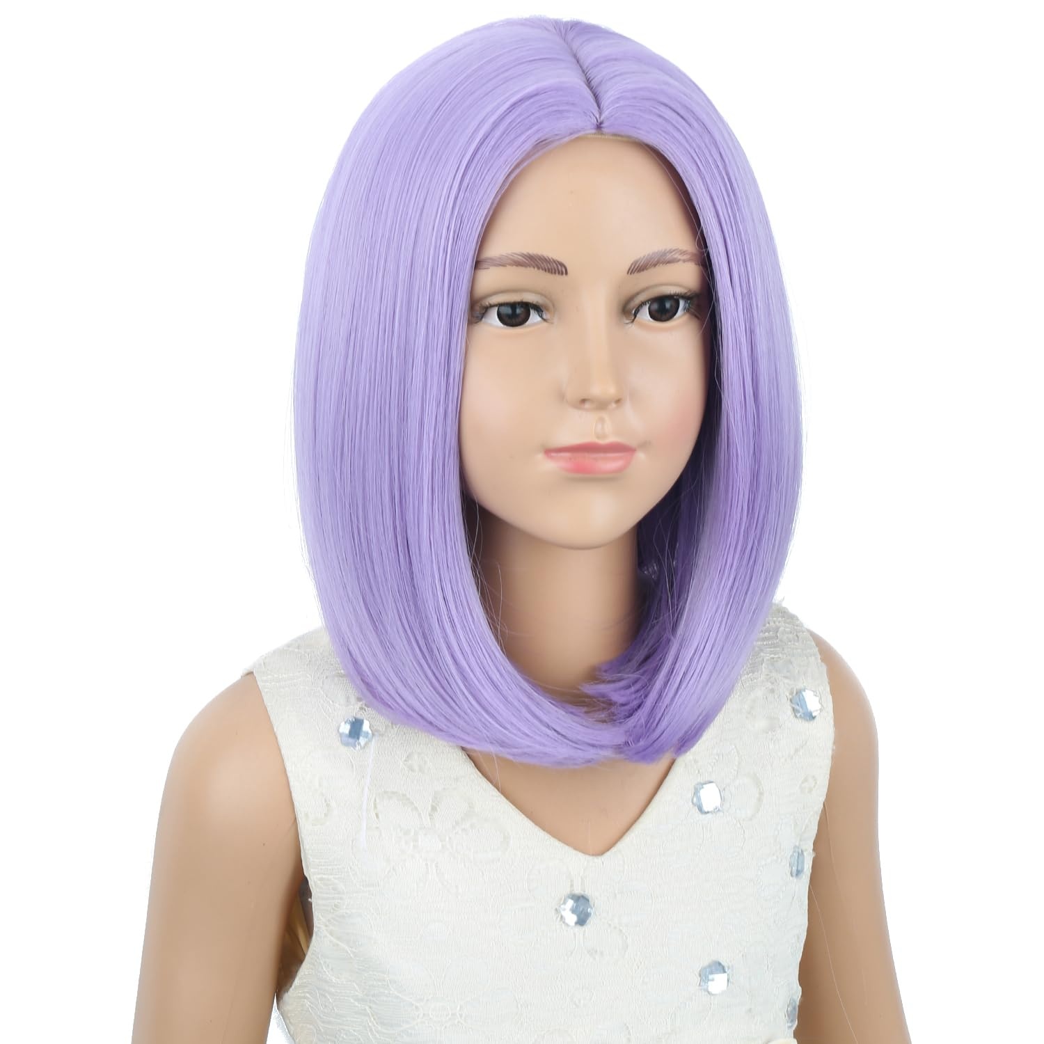 image:imagePATTNIUM Kids Child Ginger Bob Wig Girls Orange Wig Auburn Wigs Cosplay Party Daily Wear Heat Resistant Synthetic WigsLight Purple