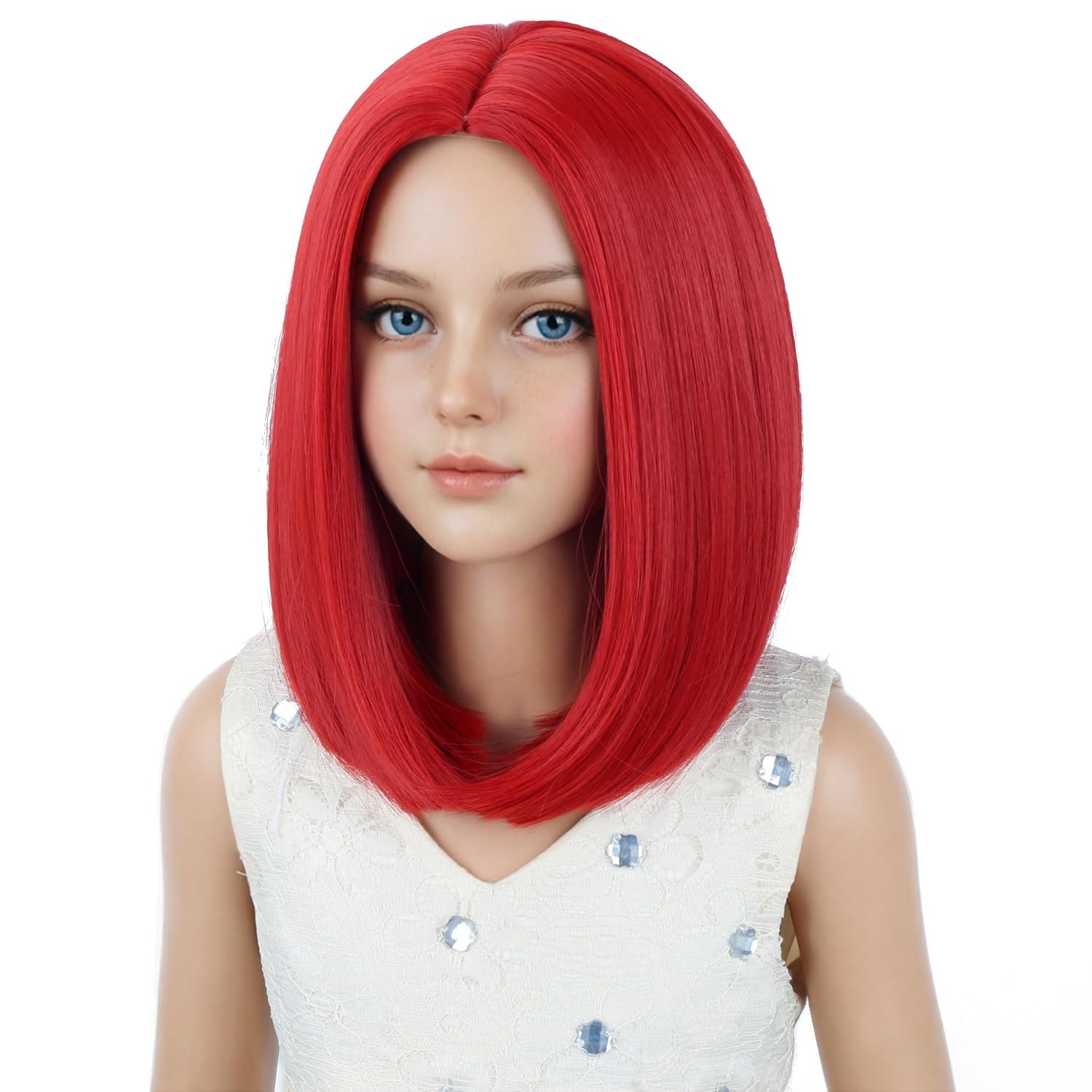 image:imagePATTNIUM Kids Child Ginger Bob Wig Girls Orange Wig Auburn Wigs Cosplay Party Daily Wear Heat Resistant Synthetic WigsRed