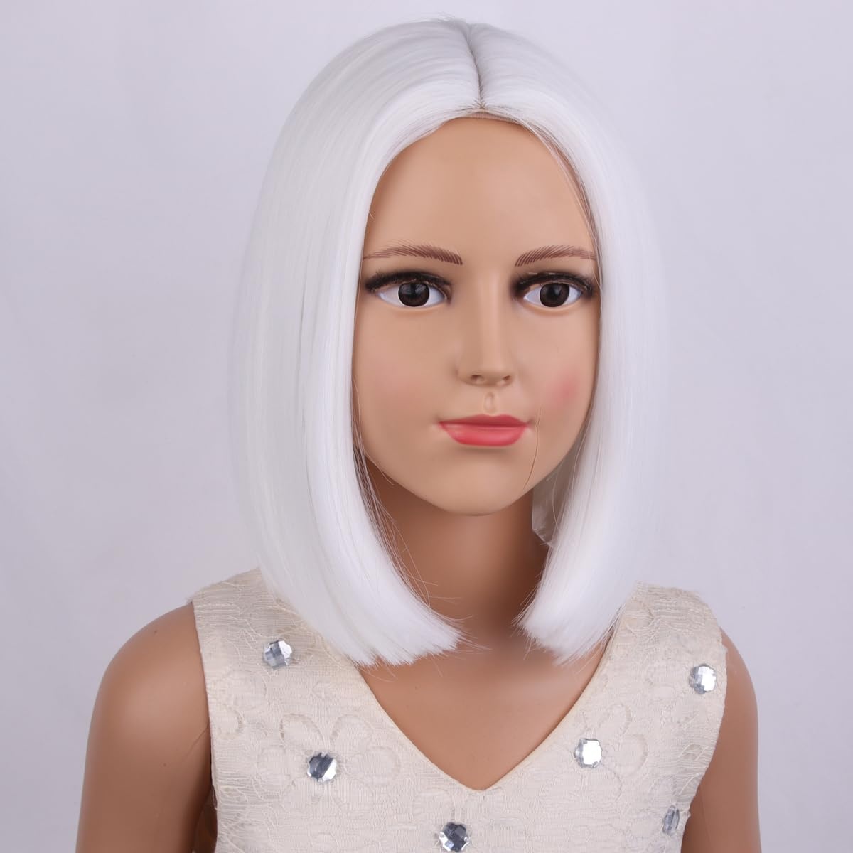 image:imagePATTNIUM Kids Child Ginger Bob Wig Girls Orange Wig Auburn Wigs Cosplay Party Daily Wear Heat Resistant Synthetic WigsWhite