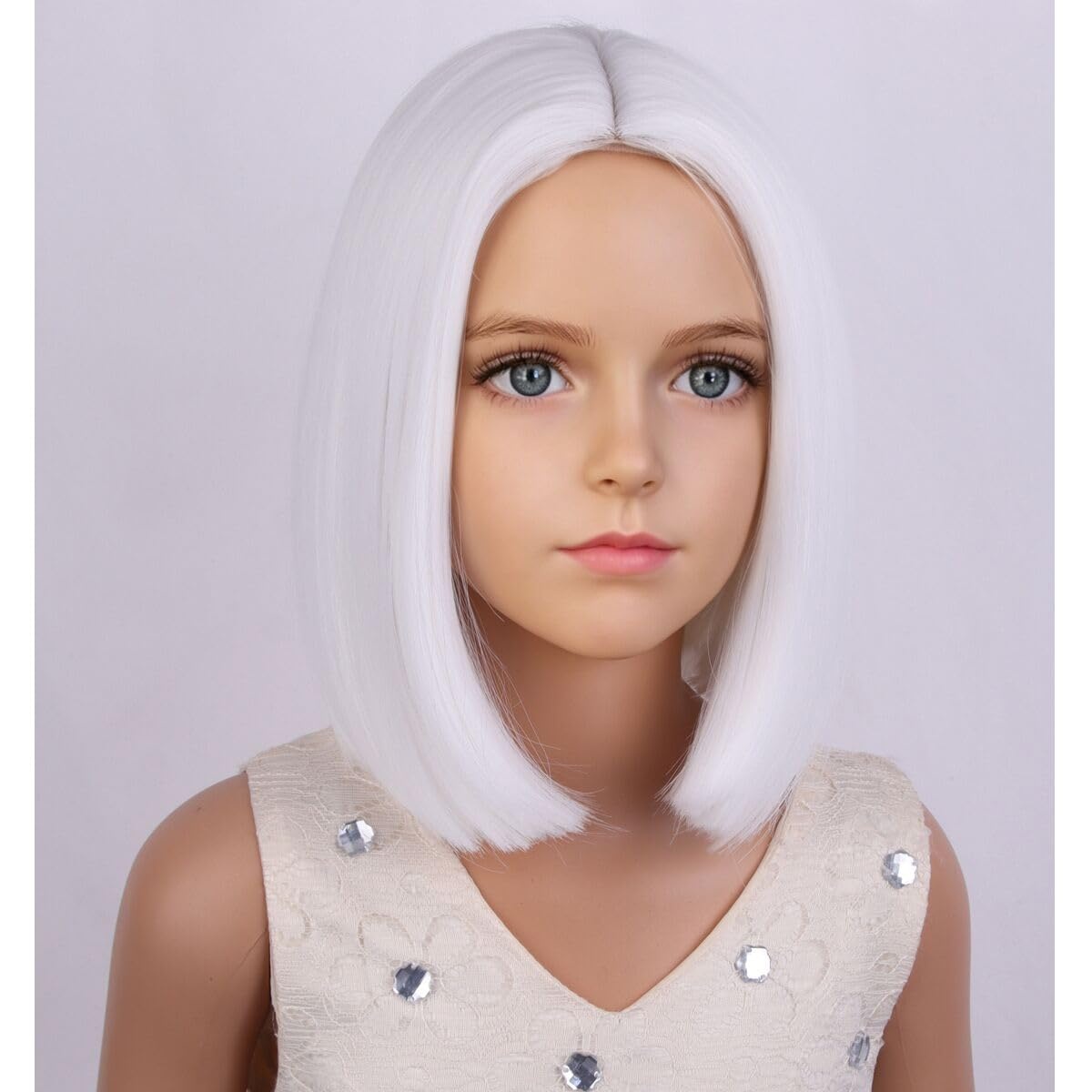 image:imagePATTNIUM Kids Child Ginger Bob Wig Girls Orange Wig Auburn Wigs Cosplay Party Daily Wear Heat Resistant Synthetic WigsWhite