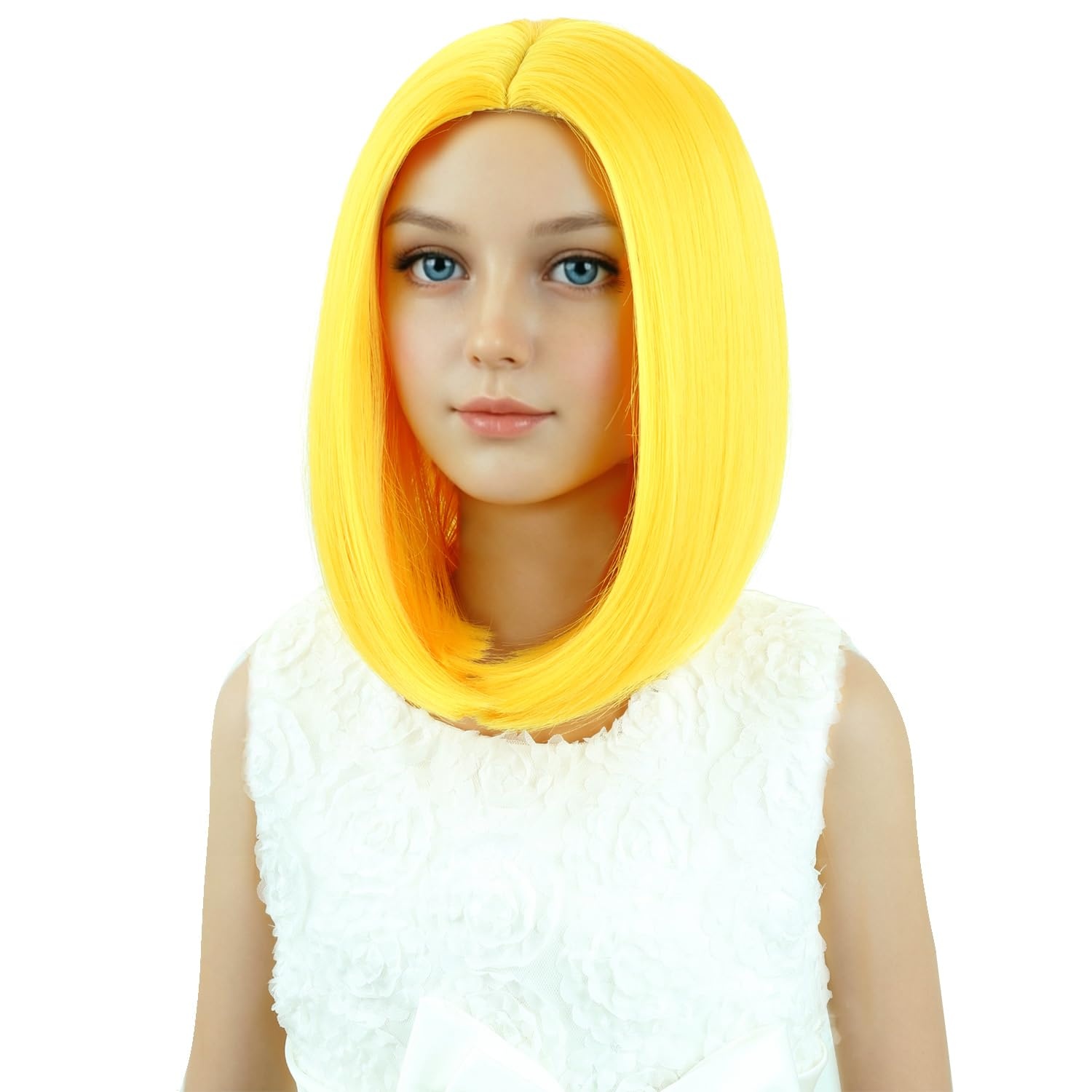 image:imagePATTNIUM Kids Child Ginger Bob Wig Girls Orange Wig Auburn Wigs Cosplay Party Daily Wear Heat Resistant Synthetic WigsYellow