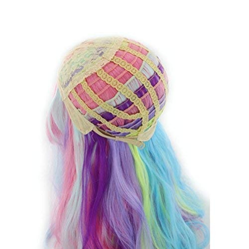 image:imagePATTNIUM Yellow Wig for Kids Girls Long Wavy Curly Wig Yellow Middle Part Wigs Synthetic Costume Halloween Cosplay WigsRainbow