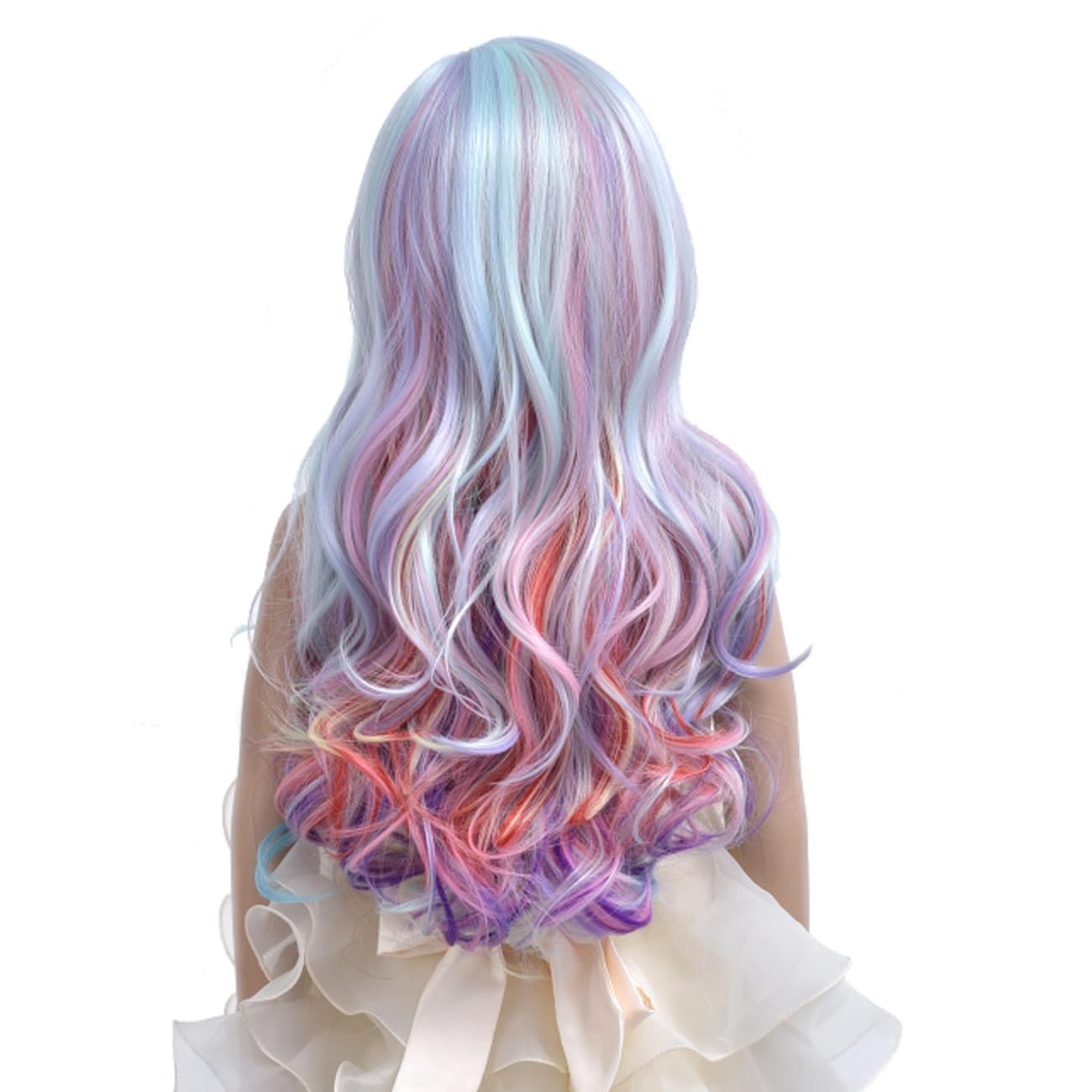 image:imagePATTNIUM Yellow Wig for Kids Girls Long Wavy Curly Wig Yellow Middle Part Wigs Synthetic Costume Halloween Cosplay WigsRainbow