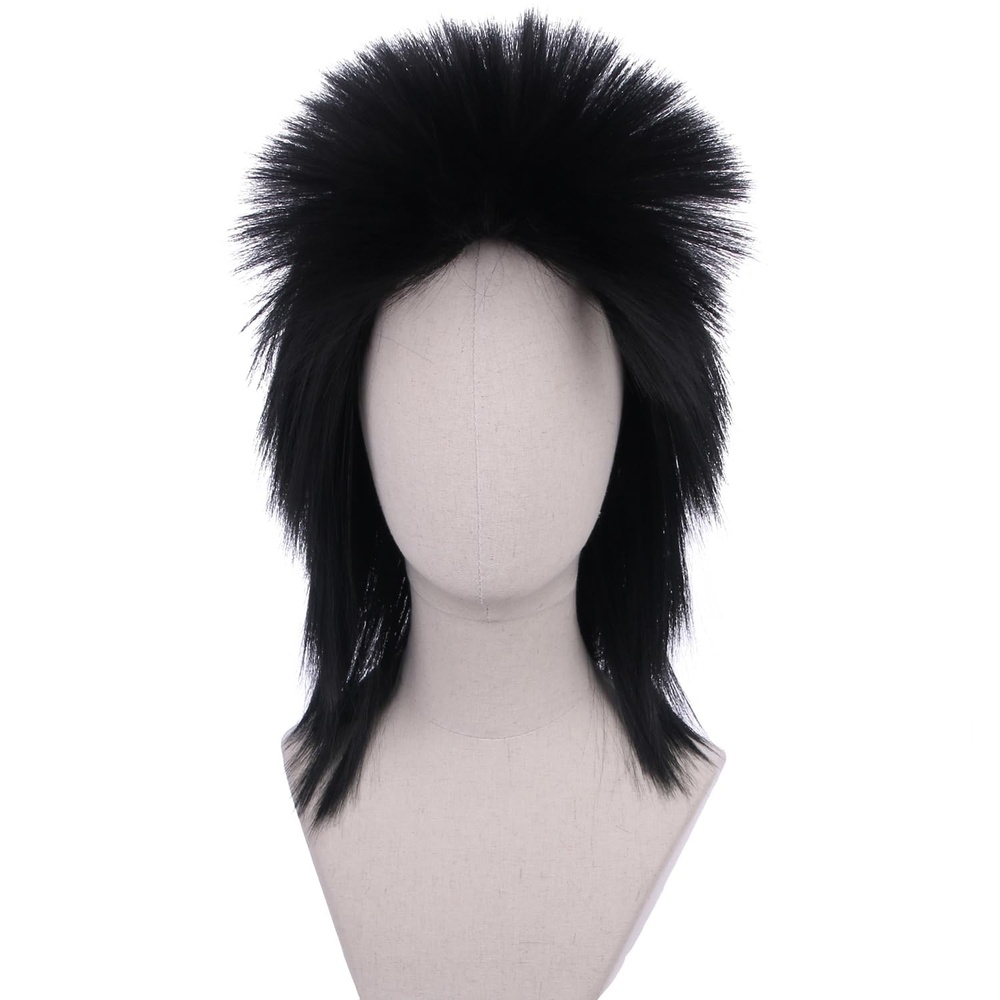 image:imagePATTNIUM Black Spiked Mullet Wigs 80s Punk Rocker Wigs Women Halloween Costumes Wig