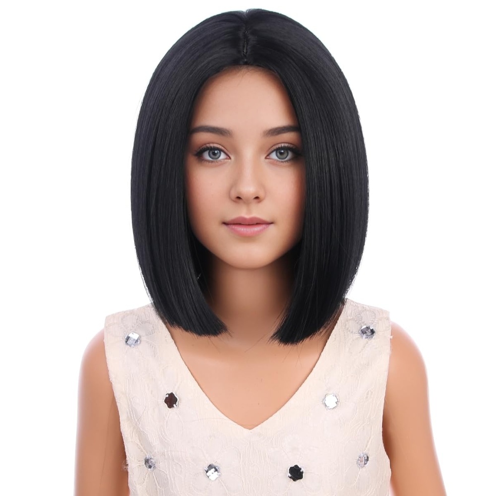image:imagePATTNIUM Kids Child Ginger Bob Wig Girls Orange Wig Auburn Wigs Cosplay Party Daily Wear Heat Resistant Synthetic WigsBlack
