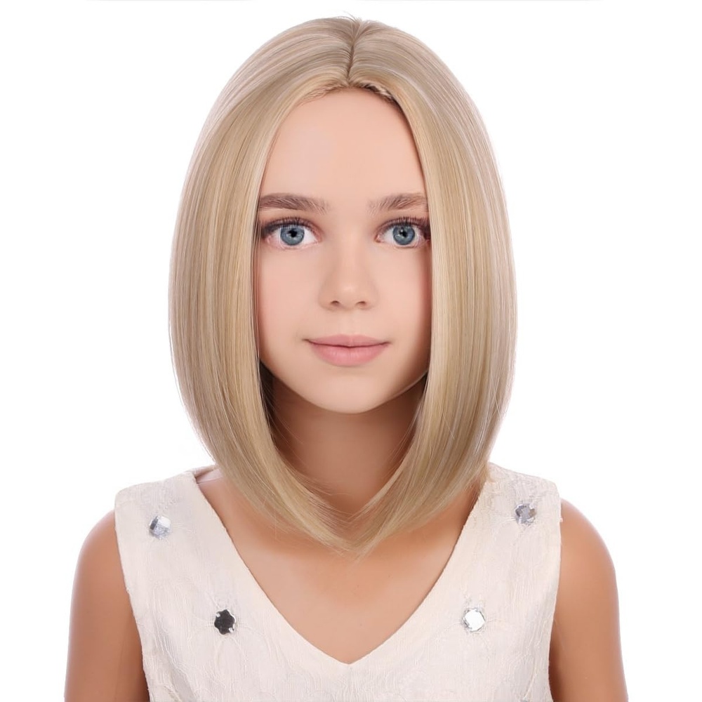 image:imagePATTNIUM Kids Child Ginger Bob Wig Girls Orange Wig Auburn Wigs Cosplay Party Daily Wear Heat Resistant Synthetic WigsBlonde