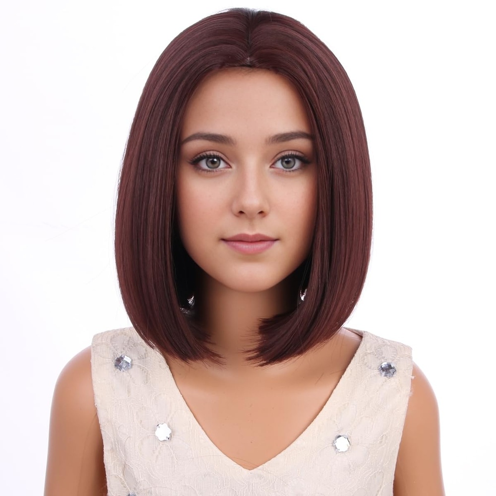 image:imagePATTNIUM Kids Child Ginger Bob Wig Girls Orange Wig Auburn Wigs Cosplay Party Daily Wear Heat Resistant Synthetic WigsBrown