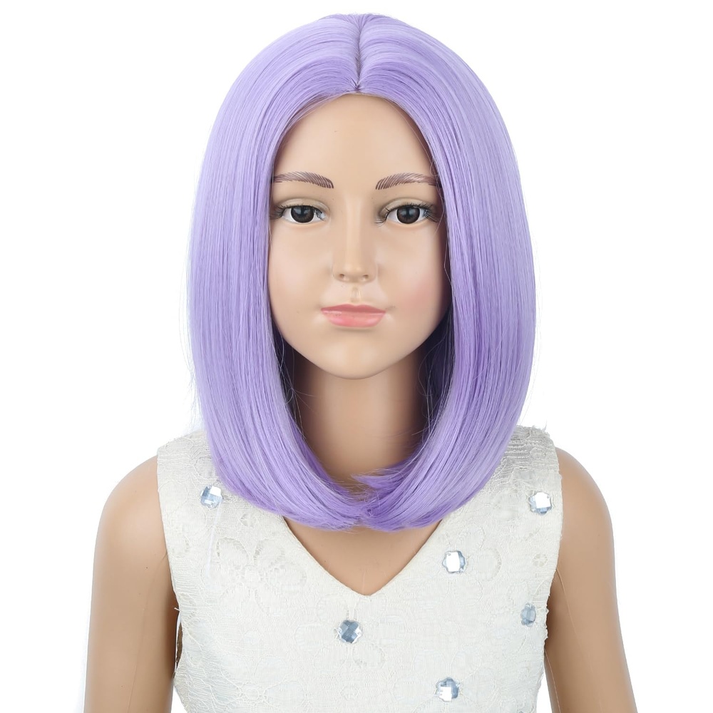 image:imagePATTNIUM Kids Child Ginger Bob Wig Girls Orange Wig Auburn Wigs Cosplay Party Daily Wear Heat Resistant Synthetic WigsLight Purple