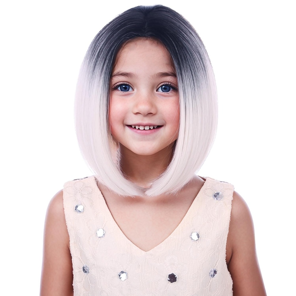 image:imagePATTNIUM Kids Child Ginger Bob Wig Girls Orange Wig Auburn Wigs Cosplay Party Daily Wear Heat Resistant Synthetic WigsOmbre Blonde
