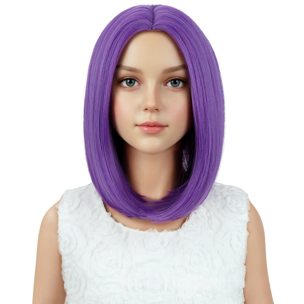 image:imagePATTNIUM Kids Child Ginger Bob Wig Girls Orange Wig Auburn Wigs Cosplay Party Daily Wear Heat Resistant Synthetic WigsPurple