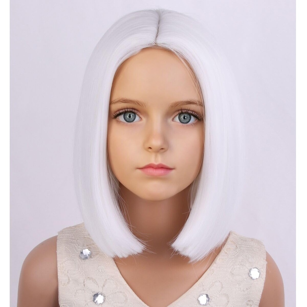 image:imagePATTNIUM Kids Child Ginger Bob Wig Girls Orange Wig Auburn Wigs Cosplay Party Daily Wear Heat Resistant Synthetic WigsWhite