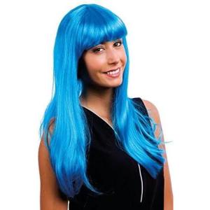 P&rsquo;TIT CLOWN – 68069 – Perruque Longue Raide à Frange – Long Fringed Wig – Pour Carnaval, Fêtes à Thèmes, Soirées Costumées, Cosplay, Manga, Halloween – Adulte Femme – Cheveux Synthétiques – Violet(Turquoise)