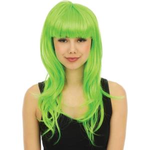 P&rsquo;TIT CLOWN – 68069 – Perruque Longue Raide à Frange – Long Fringed Wig – Pour Carnaval, Fêtes à Thèmes, Soirées Costumées, Cosplay, Manga, Halloween – Adulte Femme – Cheveux Synthétiques – Violet(Vert)