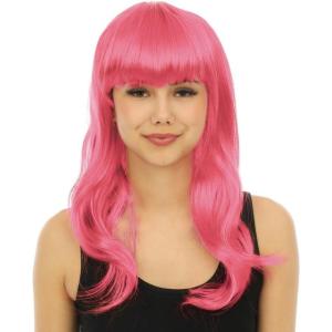 P&rsquo;TIT CLOWN – 68069 – Perruque Longue Raide à Frange – Long Fringed Wig – Pour Carnaval, Fêtes à Thèmes, Soirées Costumées, Cosplay, Manga, Halloween – Adulte Femme – Cheveux Synthétiques – Violet(Rose)