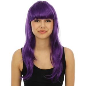 P&rsquo;TIT CLOWN – 68069 – Perruque Longue Raide à Frange – Long Fringed Wig – Pour Carnaval, Fêtes à Thèmes, Soirées Costumées, Cosplay, Manga, Halloween – Adulte Femme – Cheveux Synthétiques – Violet(Violet)