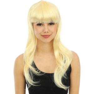 P&rsquo;TIT CLOWN – 68069 – Perruque Longue Raide à Frange – Long Fringed Wig – Pour Carnaval, Fêtes à Thèmes, Soirées Costumées, Cosplay, Manga, Halloween – Adulte Femme – Cheveux Synthétiques – Violet(Blond)