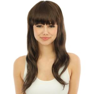 P&rsquo;TIT CLOWN – 68069 – Perruque Longue Raide à Frange – Long Fringed Wig – Pour Carnaval, Fêtes à Thèmes, Soirées Costumées, Cosplay, Manga, Halloween – Adulte Femme – Cheveux Synthétiques – Violet(Marron)