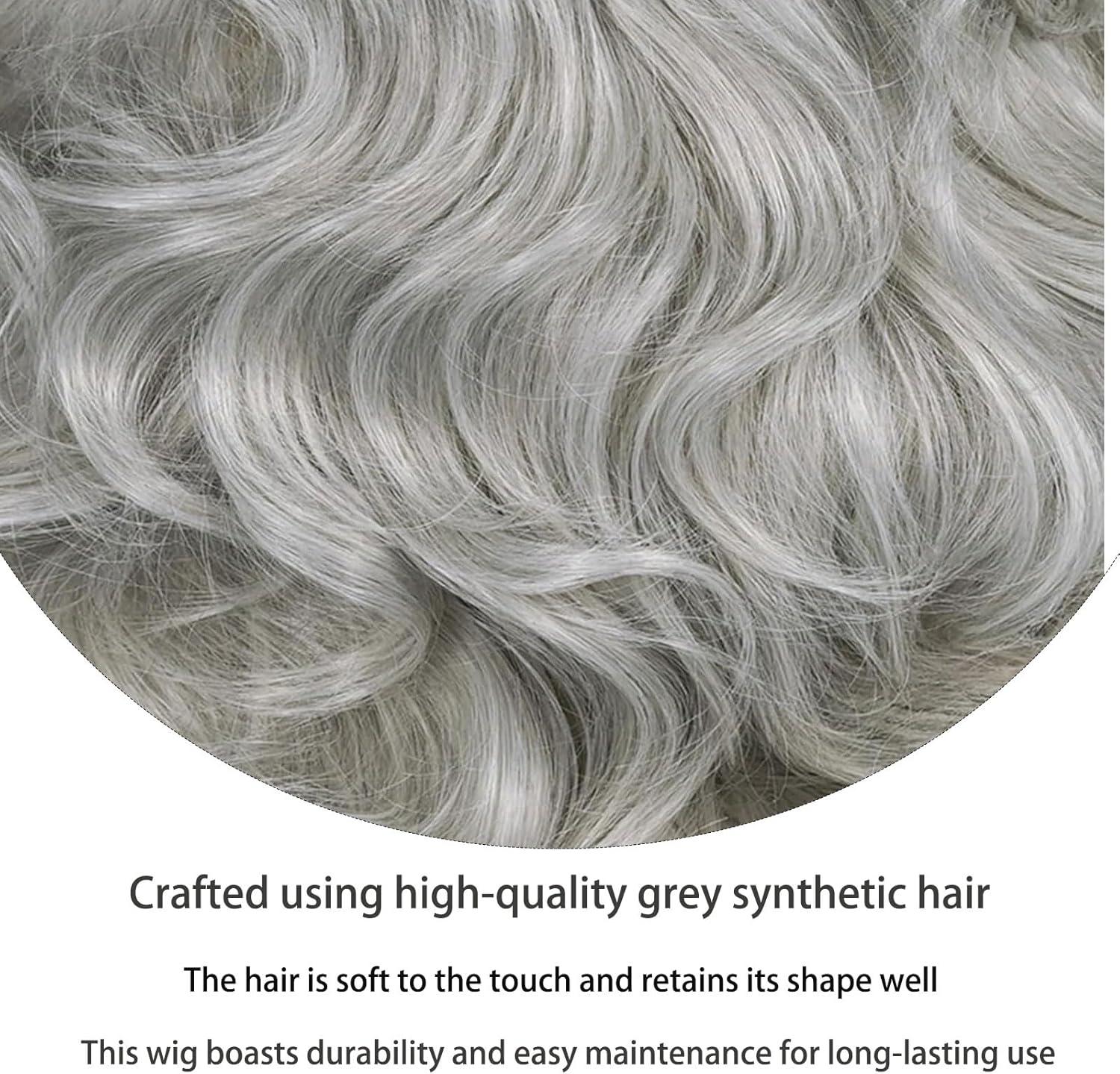 imagePerruque Vieux Homme Deguisement Adultes Gris Boucl Perruque Chauve Vieux Lunettes Fausse Barbe Sourcils Bonnet Chauve en Latex Grand pre Accessoire Halloween Ftes Costume GrisGris