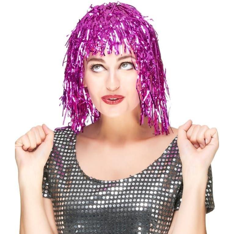 imagePerruque Disco Mtallique pour Dguisement 80s Fte Anniversaire Reine de Soire DguiseRose
