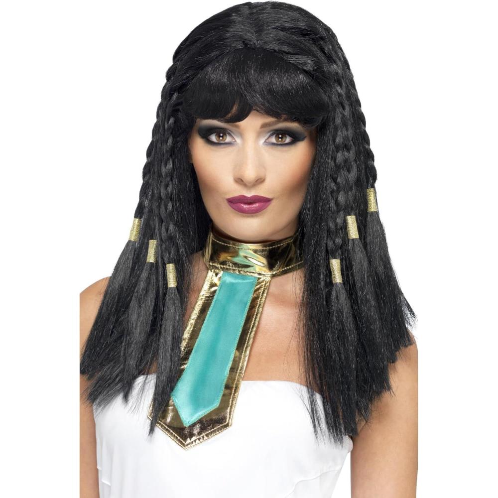 imageSmiffys Perruque soire hippie blonde cheveux longs avec perles colores HalloweenNoir