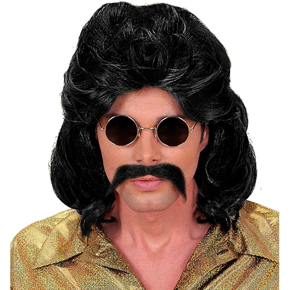 imageW WIDMANN MILANO Party Fashion Perruque avec barbe annes 70 disco dguisements de carnavalnoir