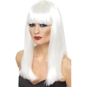 Perruque Longue Noire(Blanc)