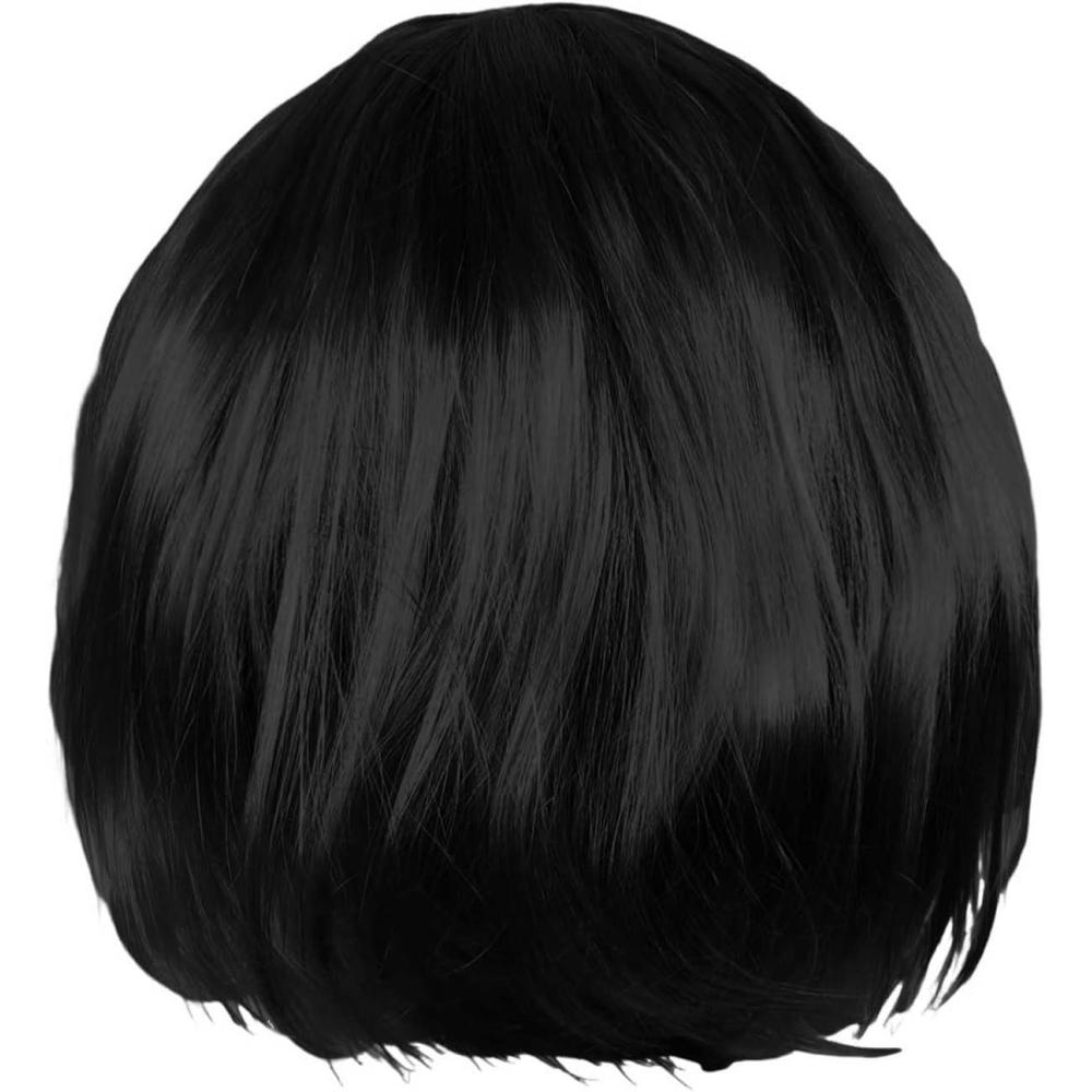 imagePerruque en cheveux naturels pour femme costume de carnaval cosplay 30 cm courte pour dcoration de fte blanche 30 cmNoir