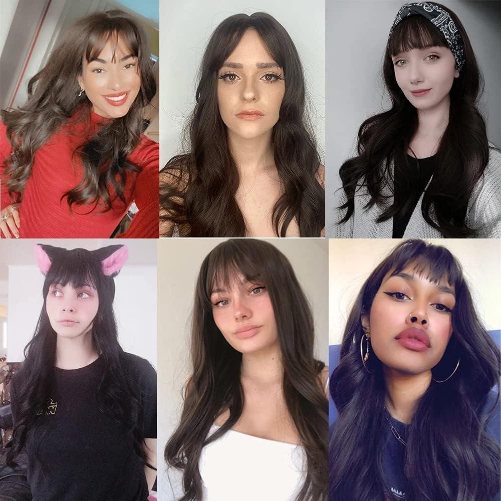 imageEsmee perruques brunes 24quotLong perruque synthtique avec High Density Headline naturelle chaleur permanente perruques cheveux pour les femmesBrun noir