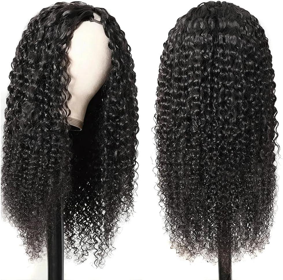 imagePerruque Femme Naturelle Brsilien Boucle V Part Wig Human Hair Perruque Afro Femme Human Hair Noir Cheveux Sans Colle 14 Pouce Kinky Curly Human Hair Wig No Leave Out Upgraded U Part Wigs For Womennatural black