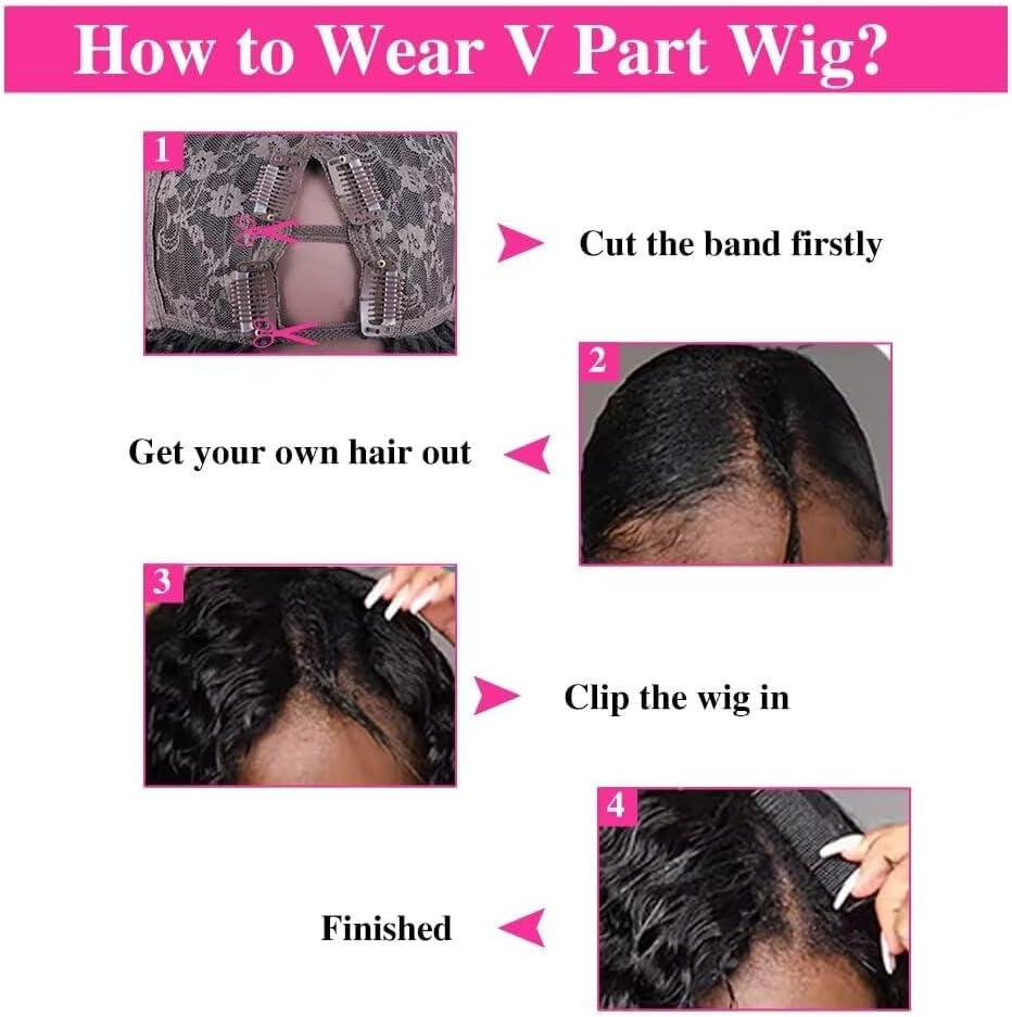 imagePerruque Femme Naturelle Brsilien Boucle V Part Wig Human Hair Perruque Afro Femme Human Hair Noir Cheveux Sans Colle 14 Pouce Kinky Curly Human Hair Wig No Leave Out Upgraded U Part Wigs For Womennatural black