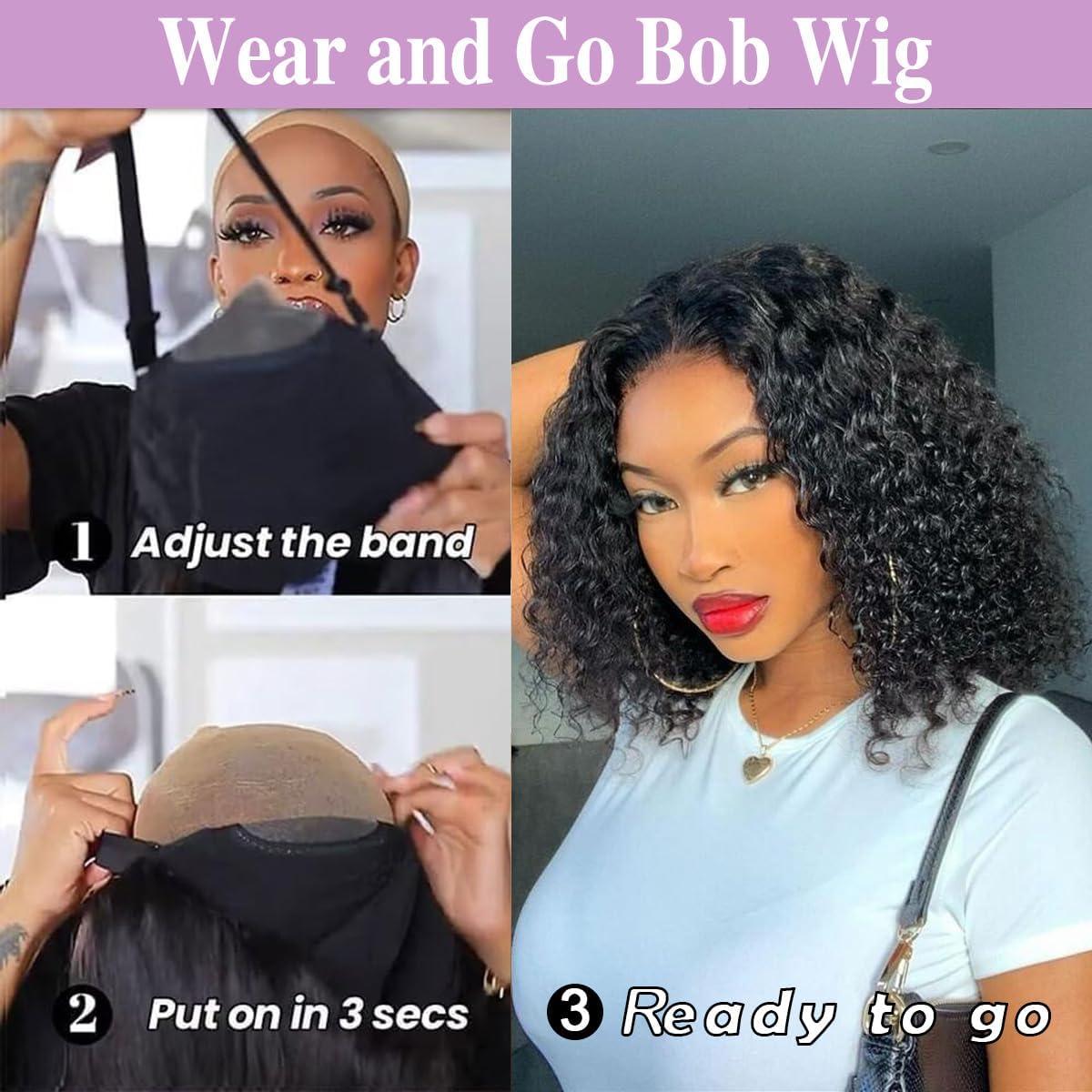 imagePerruque femme naturelle brsilien cheveux humain 30 CM Glueless Wig Human Hair 4X4 Lace Wig Human Hair Straight Bob Perruque sans colle 180 de densit Lace Wig Human Hair Beckina Friendellikinky curly