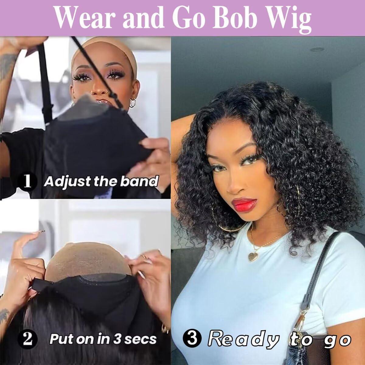 imagePerruque femme naturelle brsilien cheveux humain 30 CM Glueless Wig Human Hair 4X4 Lace Wig Human Hair Straight Bob Perruque sans colle 180 de densit Lace Wig Human Hair Beckina Friendellikinky curly