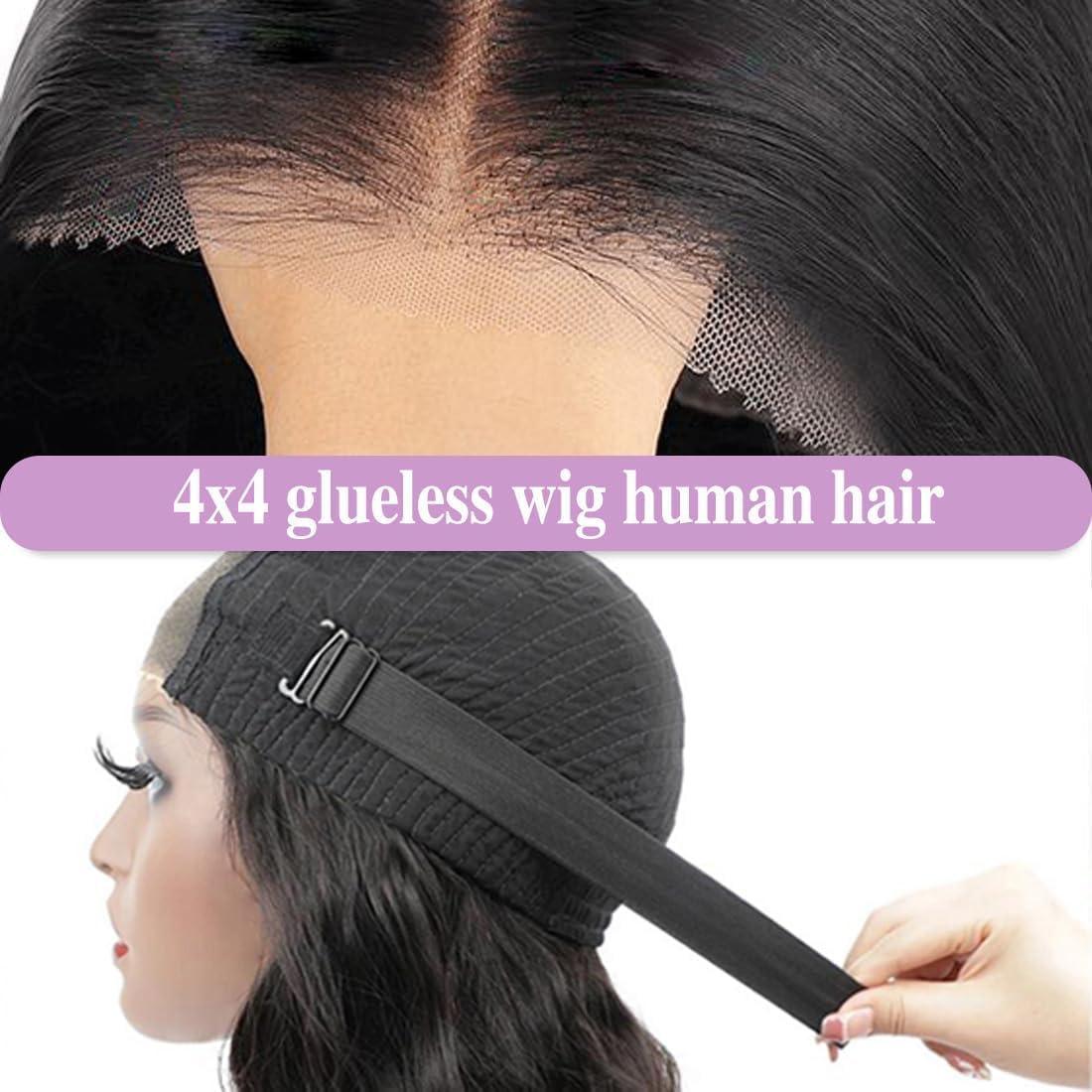 imagePerruque femme naturelle brsilien cheveux humain 30 CM Glueless Wig Human Hair 4X4 Lace Wig Human Hair Straight Bob Perruque sans colle 180 de densit Lace Wig Human Hair Beckina Friendellistraight