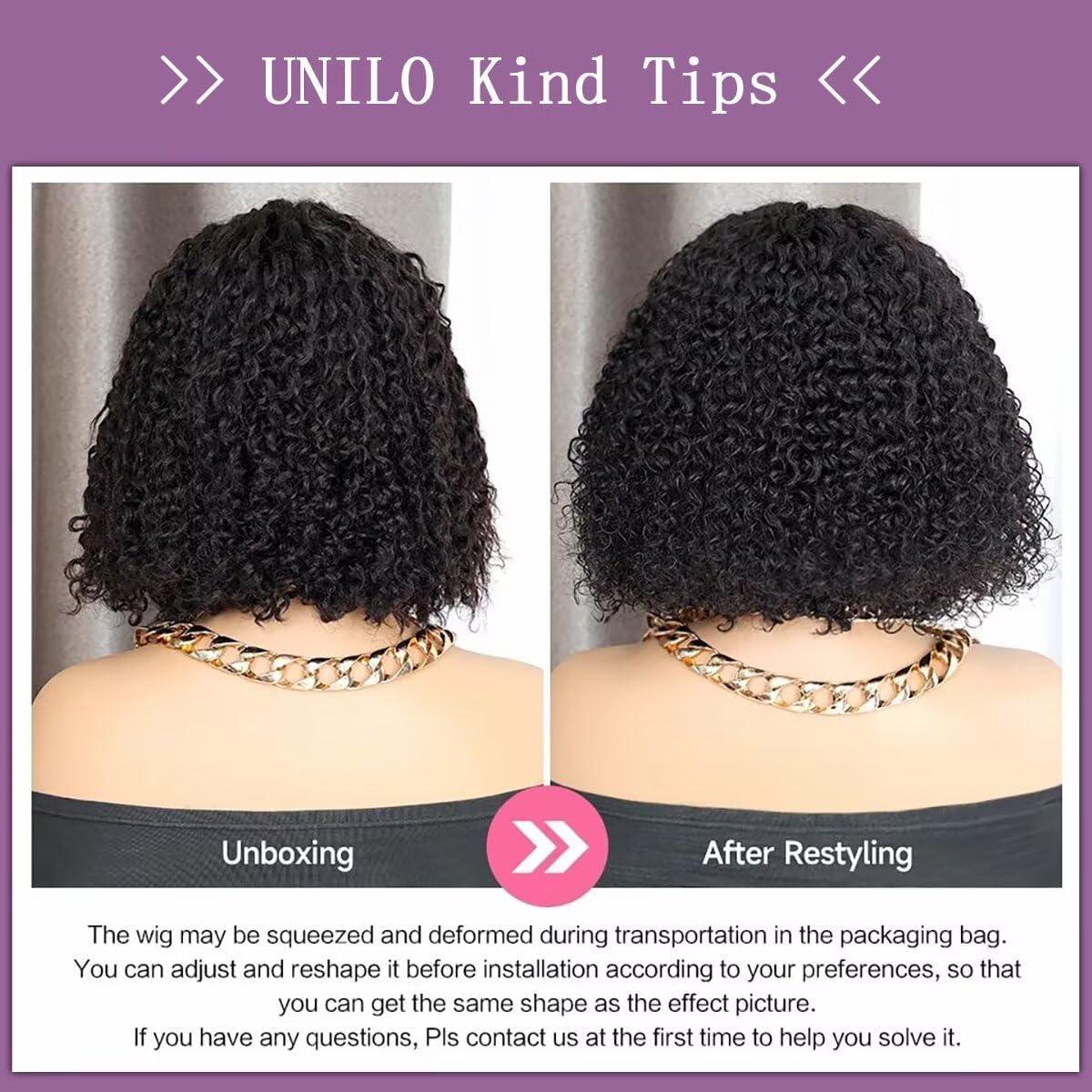 imagePerruque femme naturelle brsilien cheveux humain 30 CM Glueless Wig Human Hair 4X4 Lace Wig Human Hair Straight Bob Perruque sans colle 180 de densit Lace Wig Human Hair Beckina Friendellikinky curly