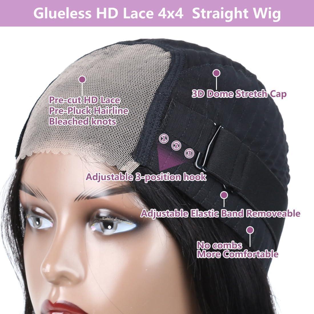 imagePerruque femme naturelle brsilien cheveux humain 30 CM Glueless Wig Human Hair 4X4 Lace Wig Human Hair Straight Bob Perruque sans colle 180 de densit Lace Wig Human Hair Beckina Friendellistraight