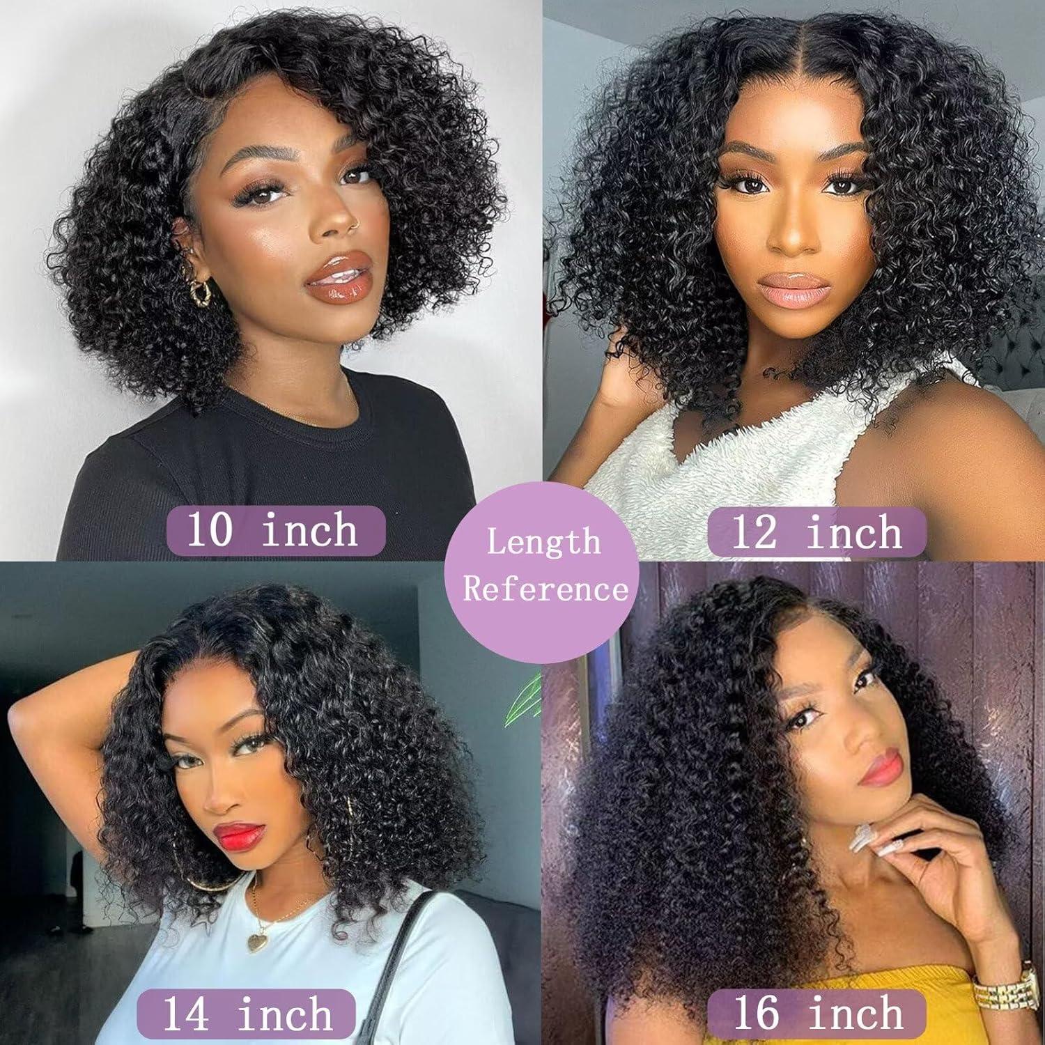 imagePerruque femme naturelle brsilien cheveux humain 30 CM Glueless Wig Human Hair 4X4 Lace Wig Human Hair Straight Bob Perruque sans colle 180 de densit Lace Wig Human Hair Beckina Friendellikinky curly