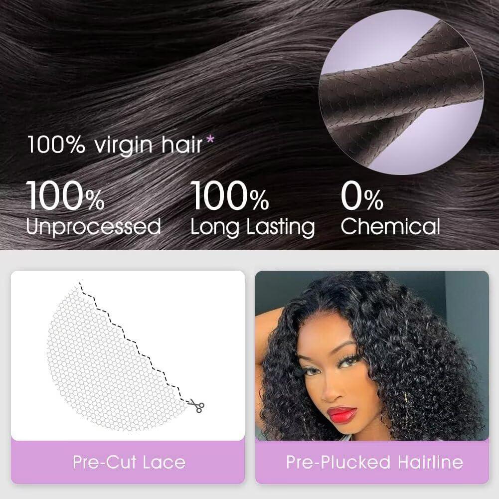 imagePerruque femme naturelle brsilien cheveux humain 30 CM Glueless Wig Human Hair 4X4 Lace Wig Human Hair Straight Bob Perruque sans colle 180 de densit Lace Wig Human Hair Beckina Friendellikinky curly