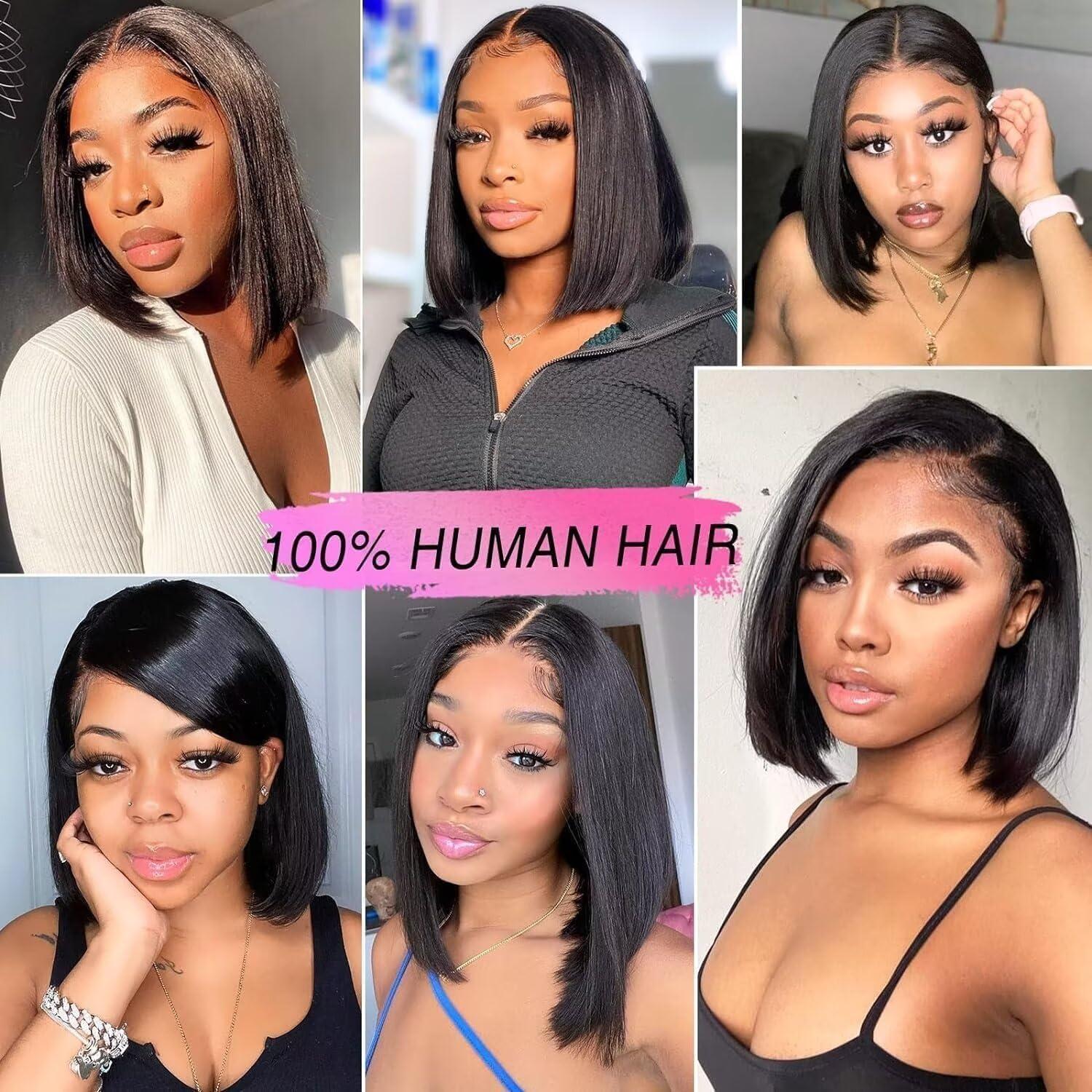 imagePerruque femme naturelle brsilien cheveux humain 30 CM Glueless Wig Human Hair 4X4 Lace Wig Human Hair Straight Bob Perruque sans colle 180 de densit Lace Wig Human Hair Beckina Friendellistraight