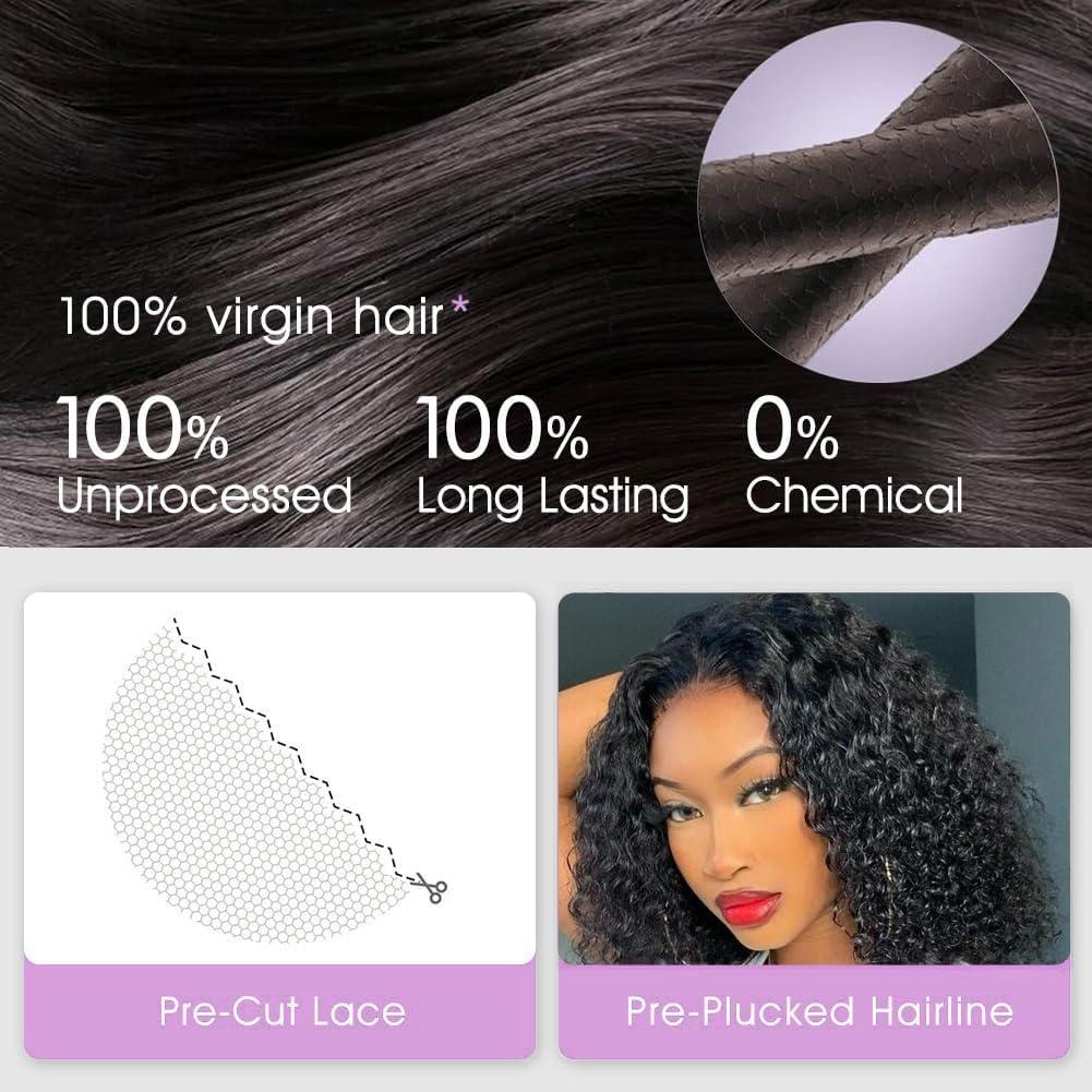 imagePerruque femme naturelle brsilien cheveux humain 30 CM Glueless Wig Human Hair 4X4 Lace Wig Human Hair Straight Bob Perruque sans colle 180 de densit Lace Wig Human Hair Beckina Friendellikinky curly