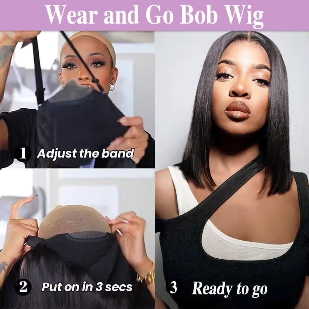imagePerruque femme naturelle brsilien cheveux humain 30 CM Glueless Wig Human Hair 4X4 Lace Wig Human Hair Straight Bob Perruque sans colle 180 de densit Lace Wig Human Hair Beckina Friendellistraight