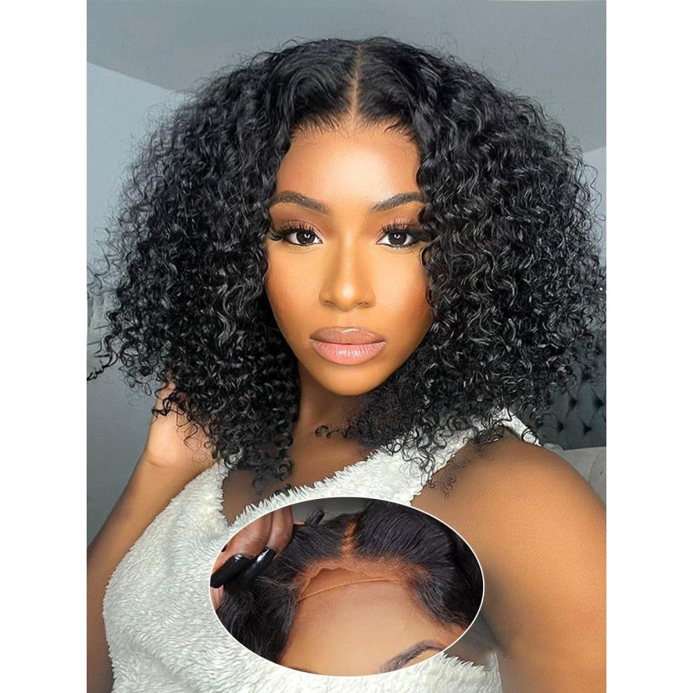 imagePerruque femme naturelle brsilien cheveux humain 30 CM Glueless Wig Human Hair 4X4 Lace Wig Human Hair Straight Bob Perruque sans colle 180 de densit Lace Wig Human Hair Beckina Friendellikinky curly