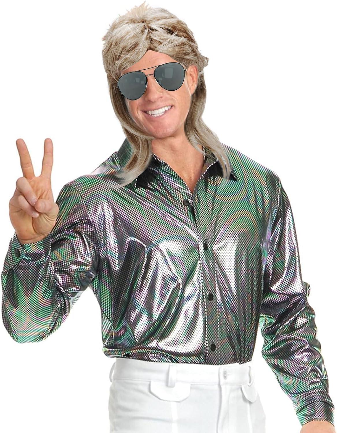 imagePerruque Mulet Homme des Annes 80 Perruque Disco Longue Perruque Blonde Perruque Hommes Blonde Mulet Disco Punk Rocker Perruques Perruque Cosplay Halloween Costume Fte 2 Pcs2 Pcs