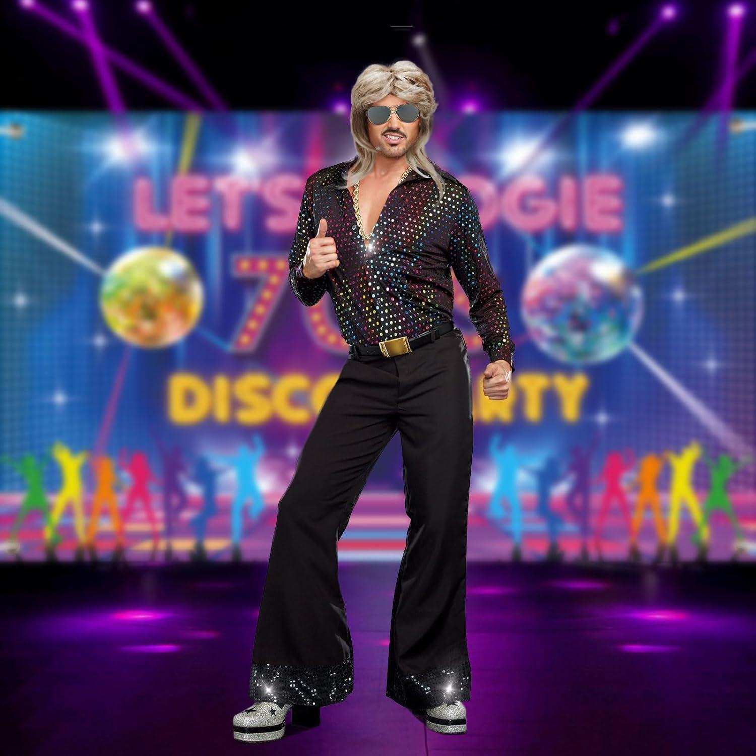 imagePerruque Mulet Homme des Annes 80 Perruque Disco Longue Perruque Blonde Perruque Hommes Blonde Mulet Disco Punk Rocker Perruques Perruque Cosplay Halloween Costume Fte 2 Pcs2 Pcs
