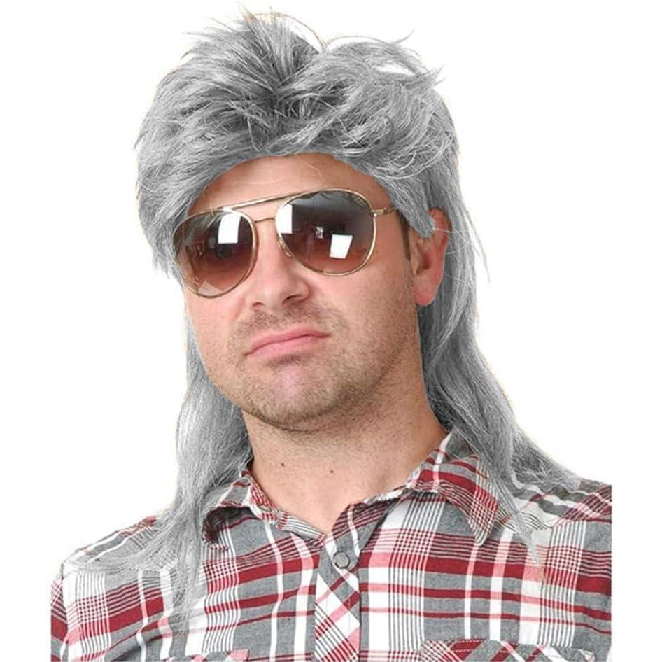 image80s Homme mulet perruque gris Cosplay Halloween perruque costume