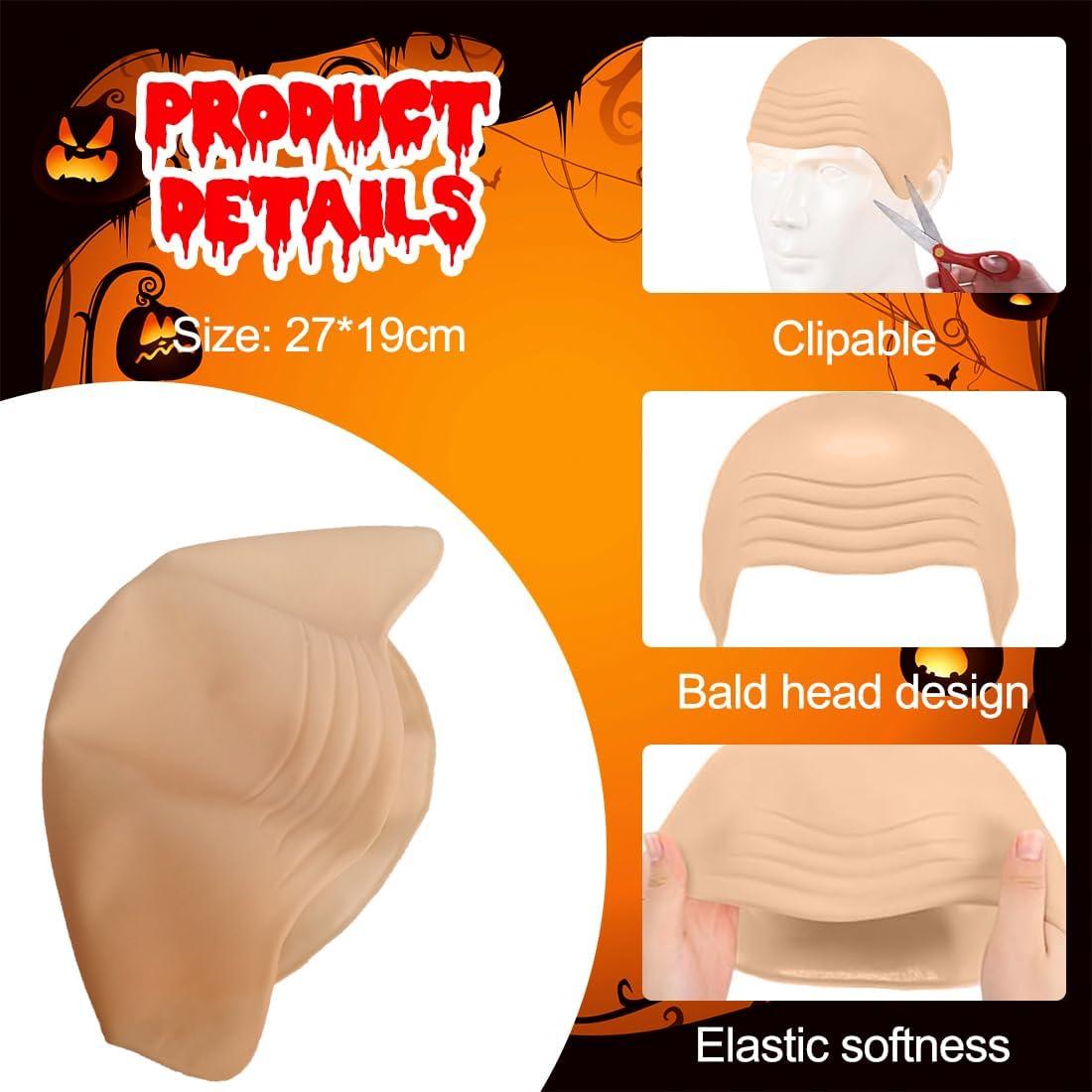 image1 Pices Bonnet Chauve Perruque Chauve en Latex pour Maquillage Bonnet de crane chauve perruque de crne de cuir pais robe fantaisie cosplay cap Halloween enfants adultes vtements accessoires