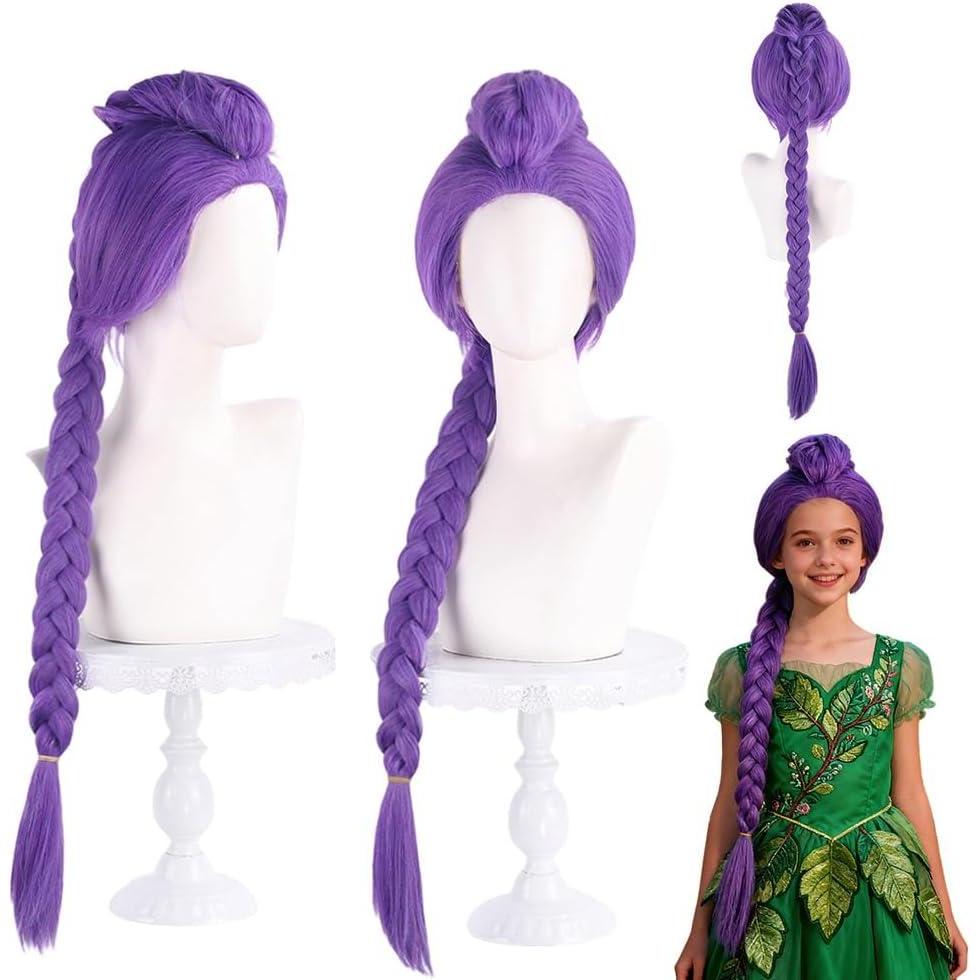 imagePerruque longue violette pour cosplay perruque violette pour homme et femme perruque violette pour cosplay cheveux synthtiques tresser pour carnaval fte bal masqu pour enfants
