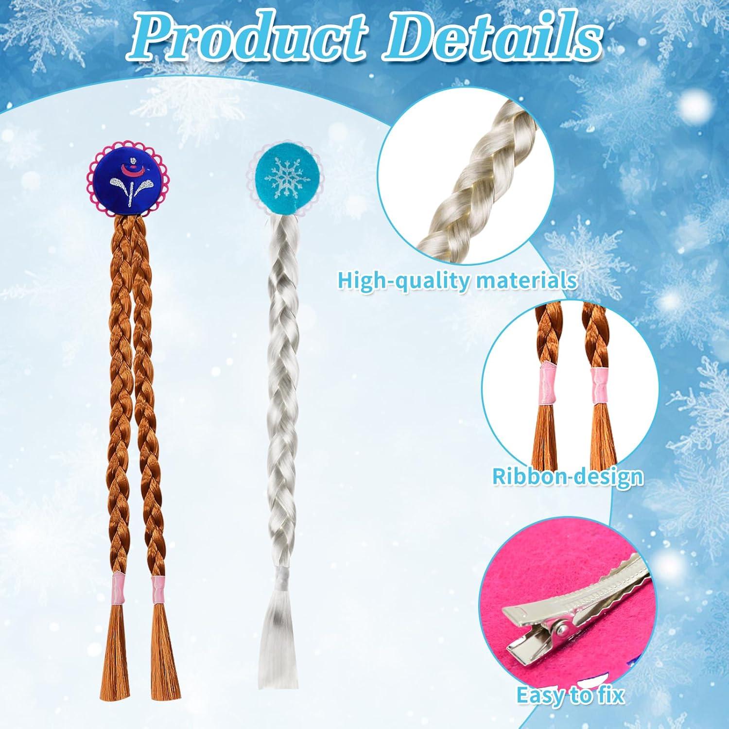 imagePerruque Princesse Enfant 2 PCS Princess Long Perruque Perruques Dguisement Fille Tresses Cheveux Extensions Accessoires de Costumes pour Halloween Carnaval Cosplay Soires Thme AC